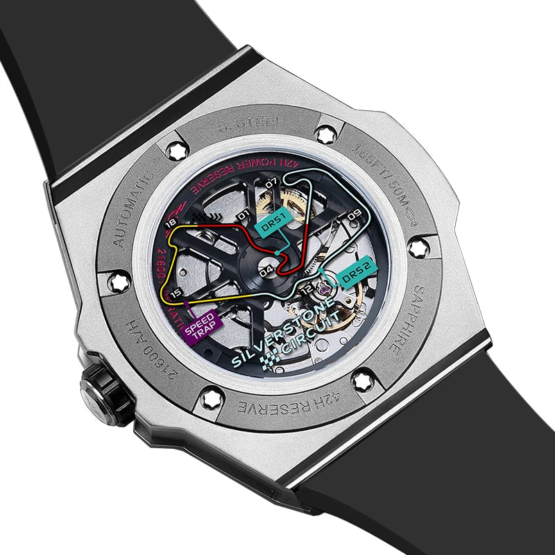 Men's Automatic Mechanical Watch — Skeleton Design with Sapphire Crystal