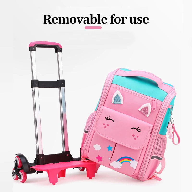 Children's Rolling School Backpack — High Capacity Wheeled Trolley Bag