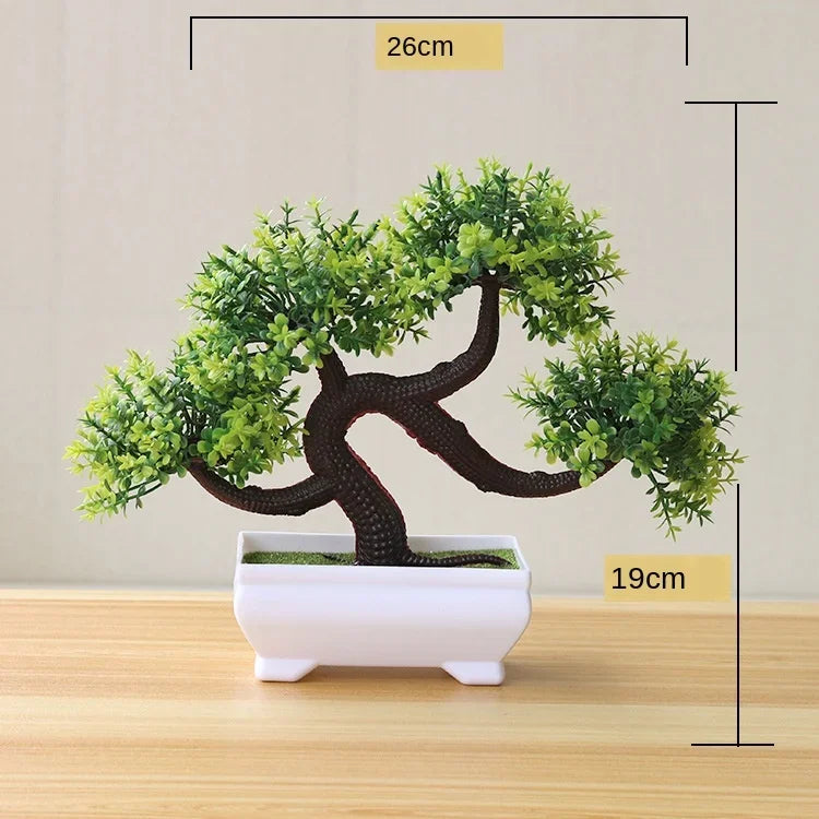 merylover Artificial Bonsai Tree — Potted Green Plant Decor for Home and Office
