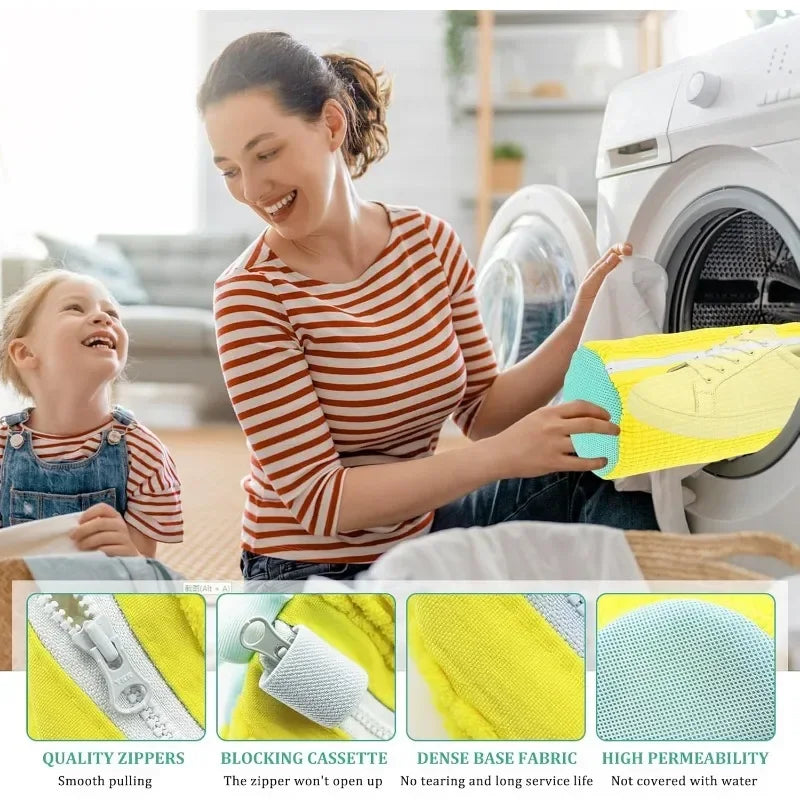 Durable Mesh Shoe Wash Bag — Protective Laundry Organizer for Sneakers