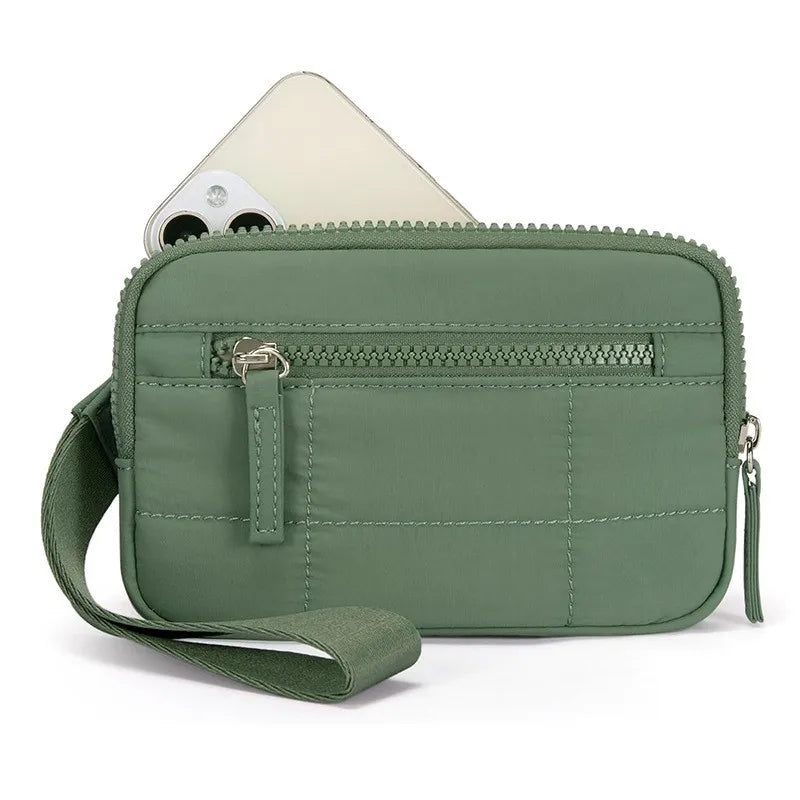 UOSU Puffer Wristlet Wallet — Quilted Nylon Travel Organizer