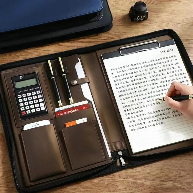Folderix Multifunctional Leather Business Portfolio — A4 Document Organizer