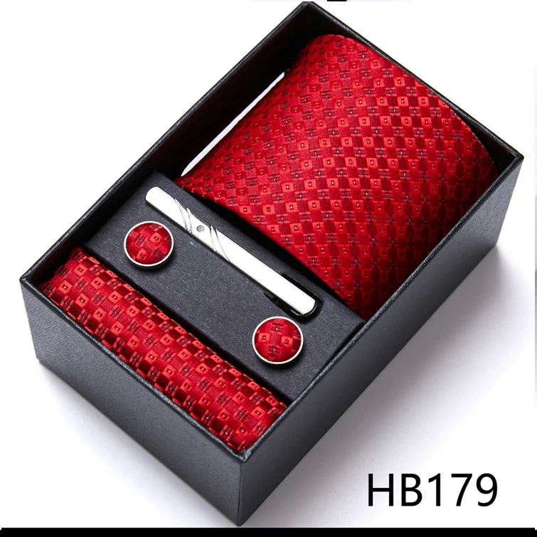 VanGise Men's Necktie Set — Business Tie, Cufflinks, and Pocket Square Kit