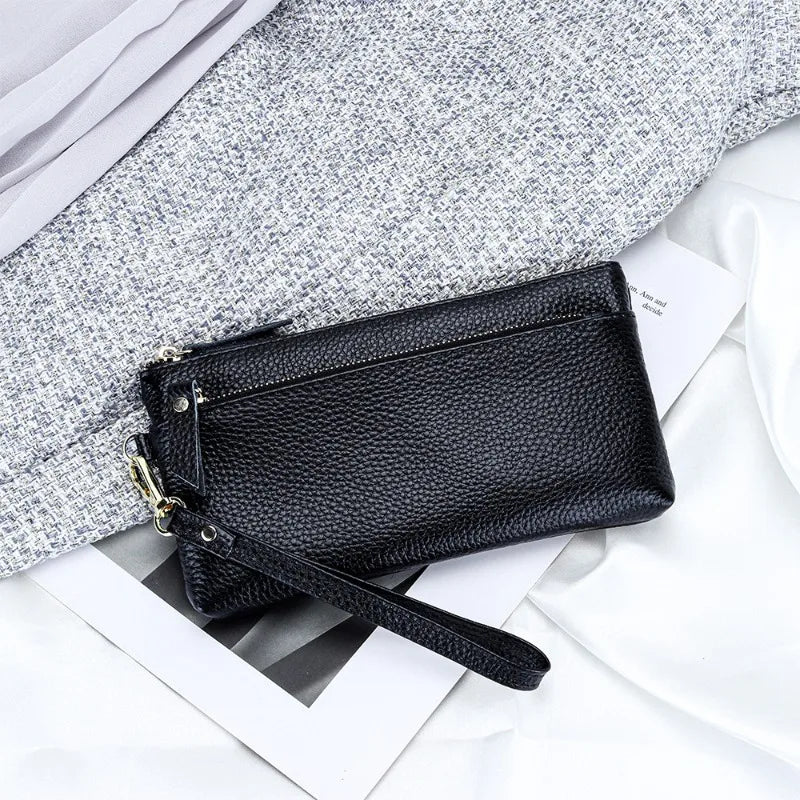 dawndesslo Women's Leather Wristlet Clutch — Multi-Pocket Smartphone Wallet