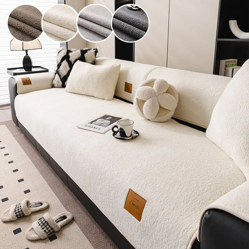 Fleece Sofa Mat — Soft Lamb Fleece Cover for Autumn and Winter