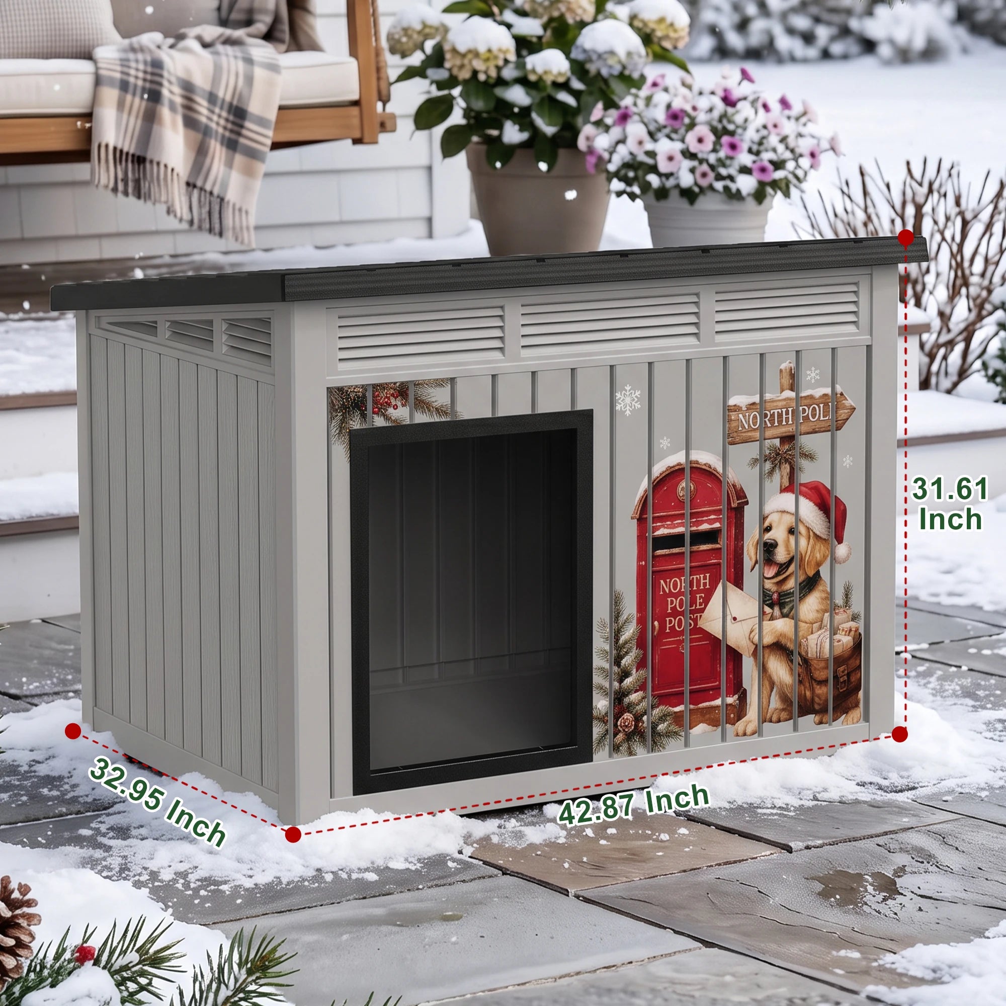 Christmas Dog House — Weatherproof Outdoor Kennel