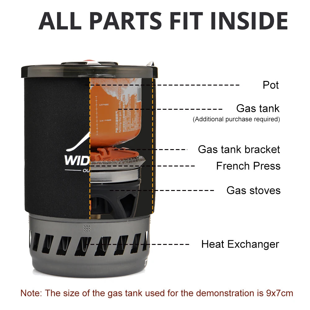 Widesea Camping Cooking System — Portable Gas Stove & Coffee Pot Set