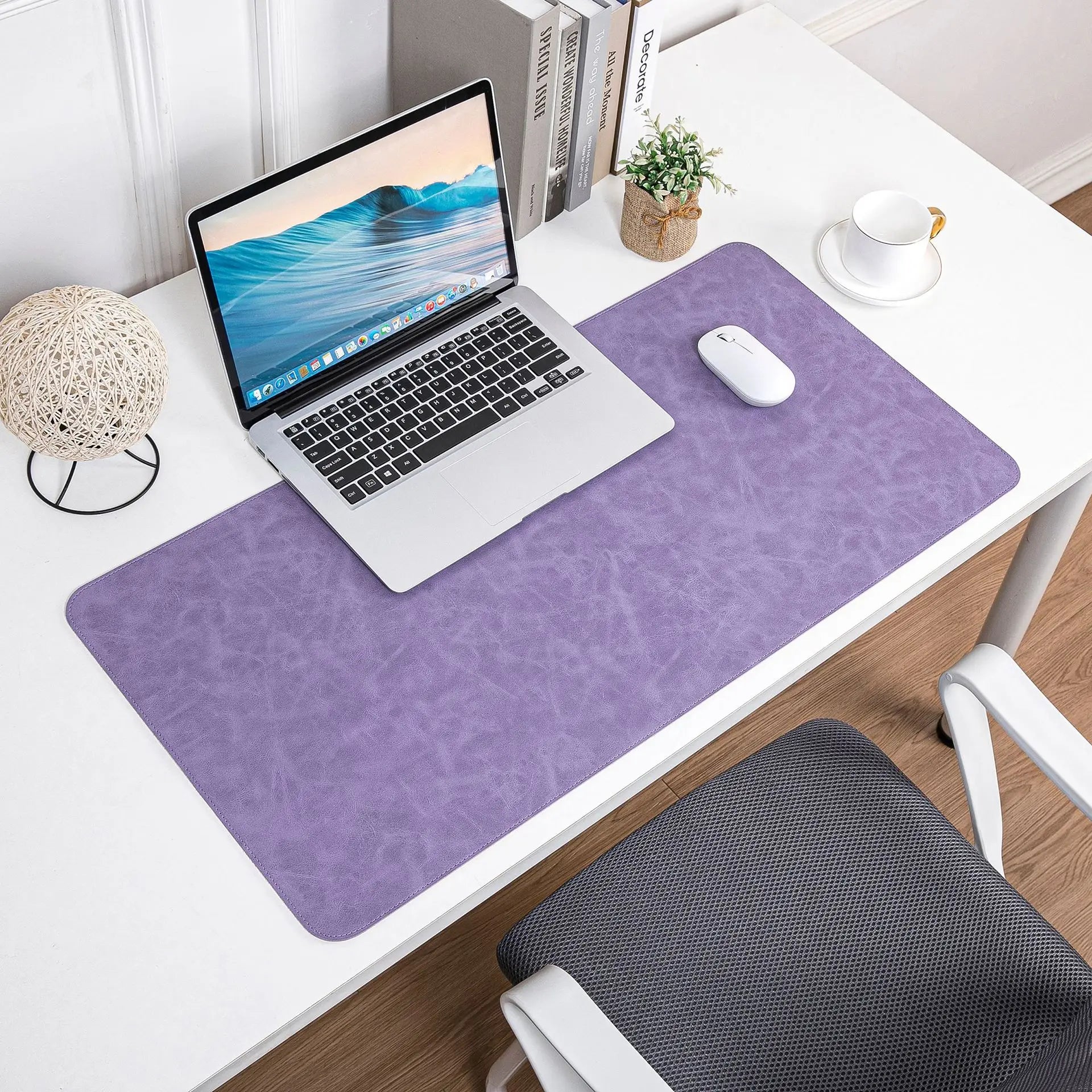 Luxe Faux Leather Desk Mat — Textured Writing Surface & Mouse Pad