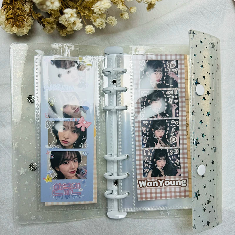 HarPaper Glitter Star Photo Album — A6 Binder for 2x6 Inch Photo Strips