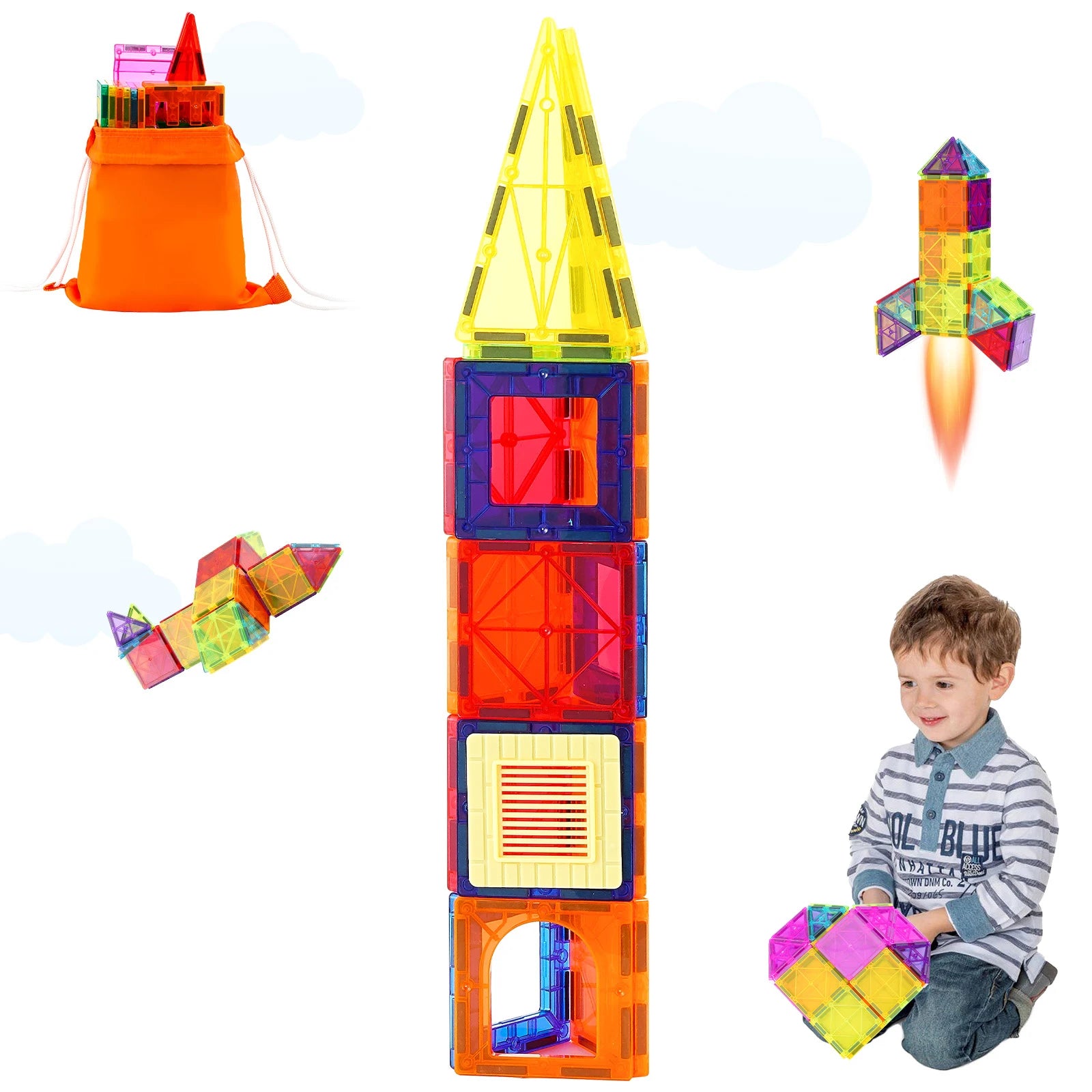 SucceBuy Magnetic Building Blocks Set — 55pcs Educational STEM Construction Toy