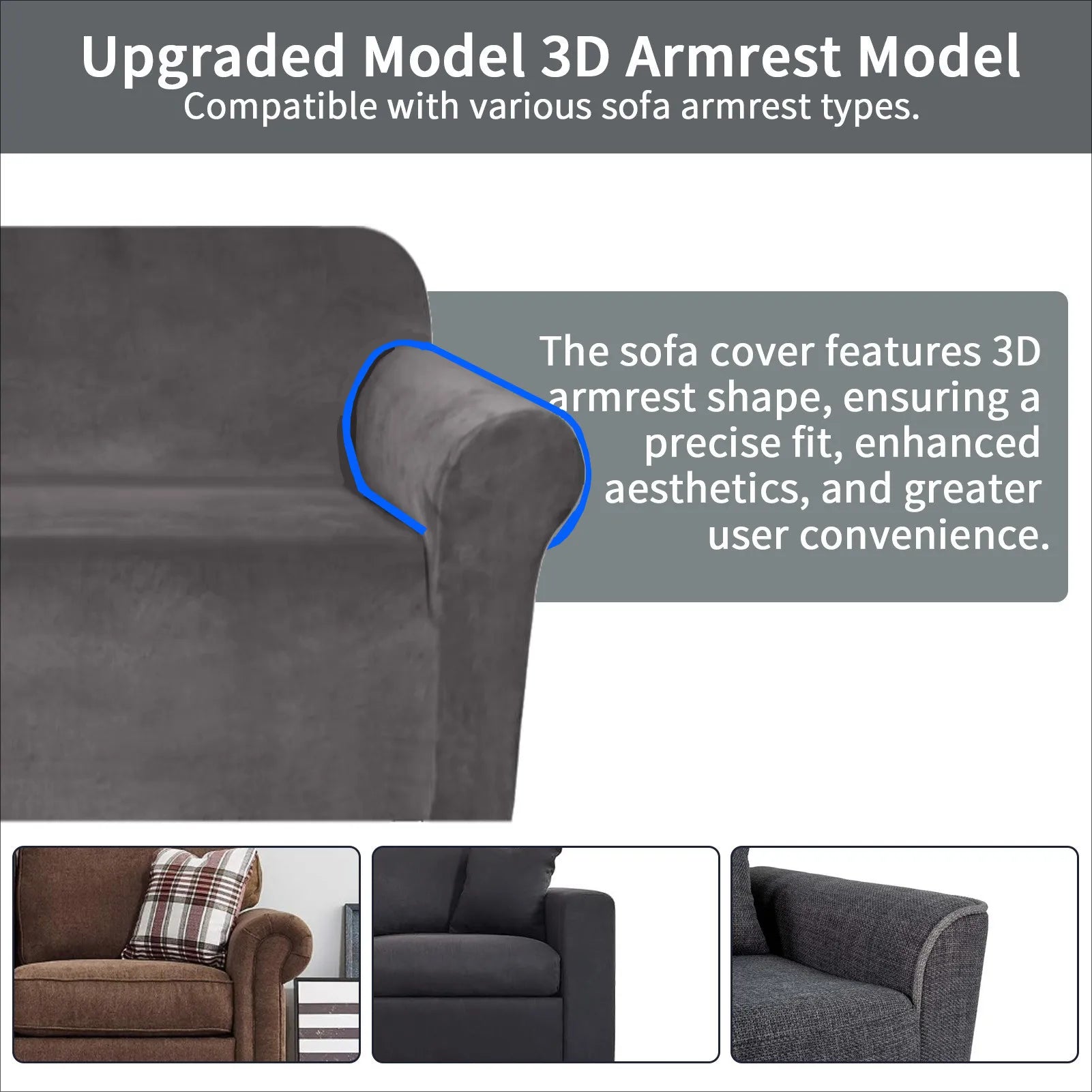 Velvet Stretch Sofa Cover — Plush Elastic Slipcover for Living Room