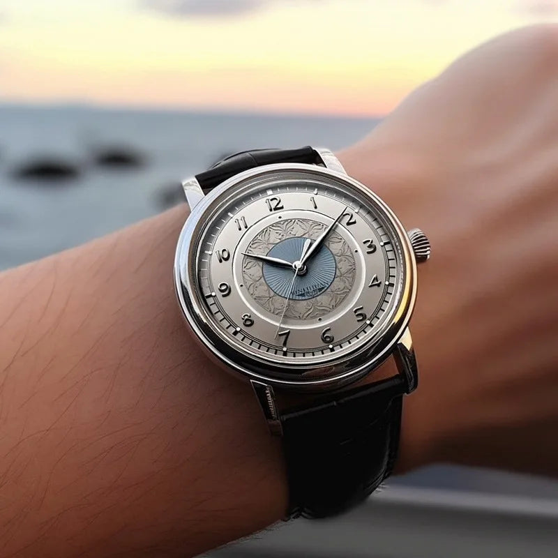 Men's Leather Watch — Quartz Timepiece