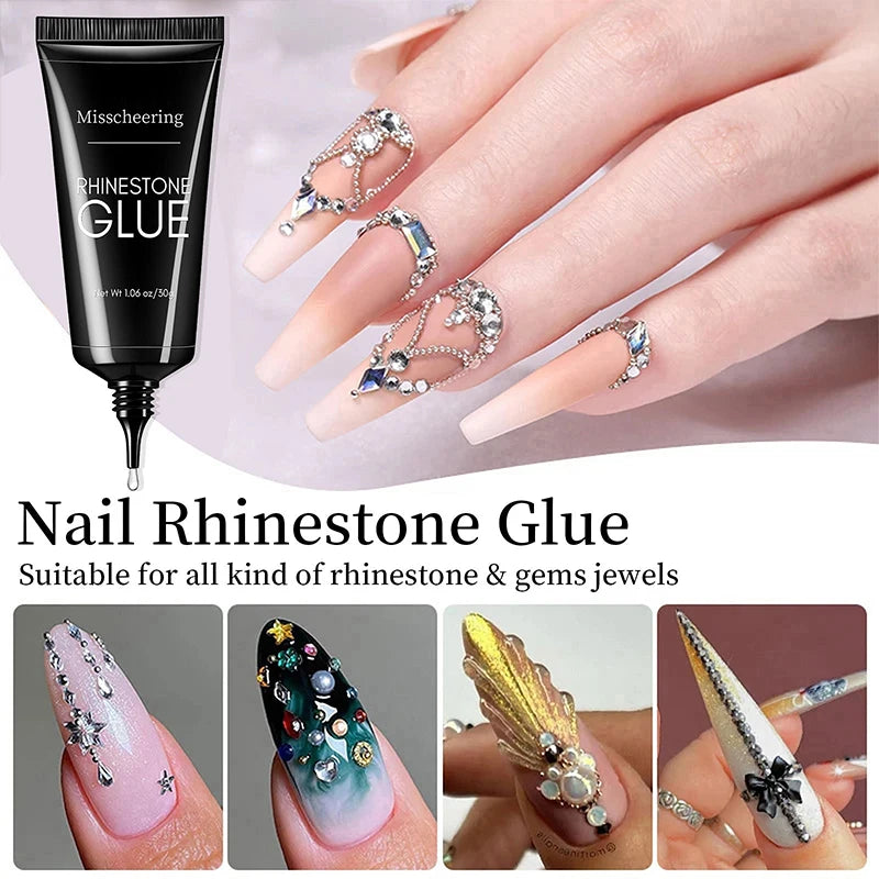 Super Strong Nail Adhesive Gel — For Rhinestones, Gems, and Nail Tips