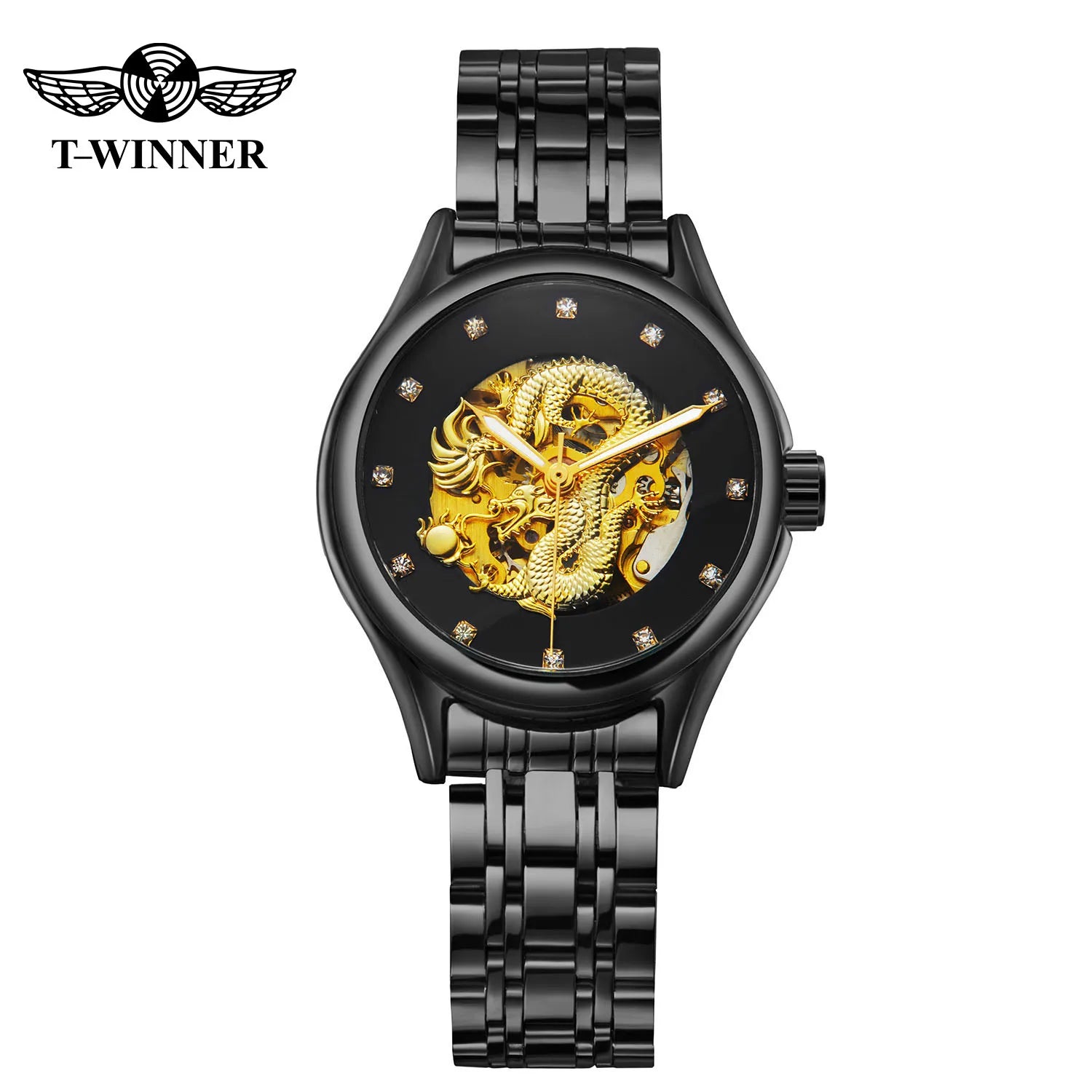 T-WINNER Luxury Dragon Skeleton Watch — Automatic Mechanical Women's Timepiece