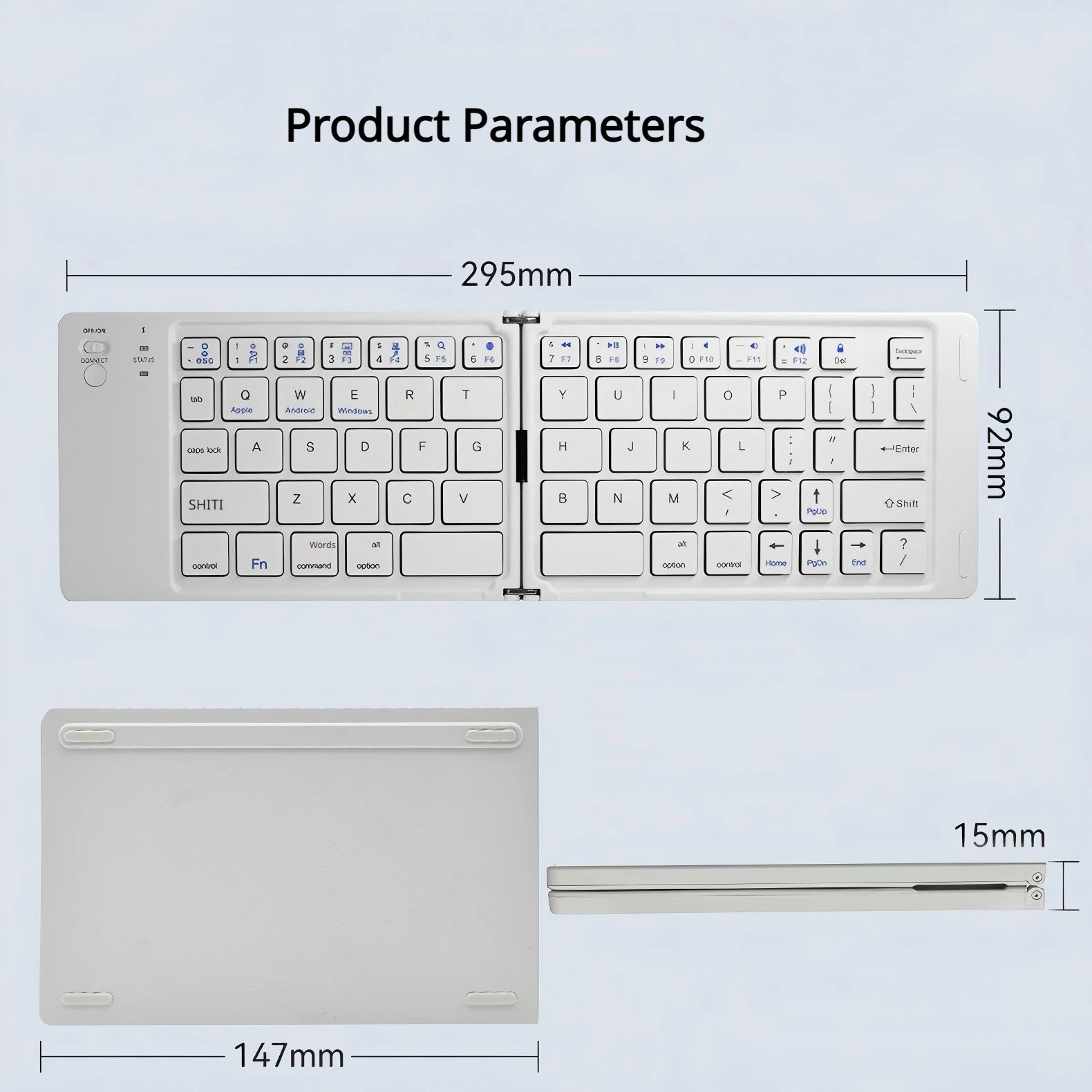 Foldable Bluetooth Wireless Keyboard — Portable Multi-Device Typing Solution