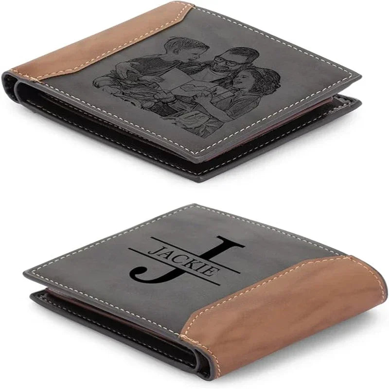 Personalized Photo Bifold Wallet — Custom Name Card Holder for Men