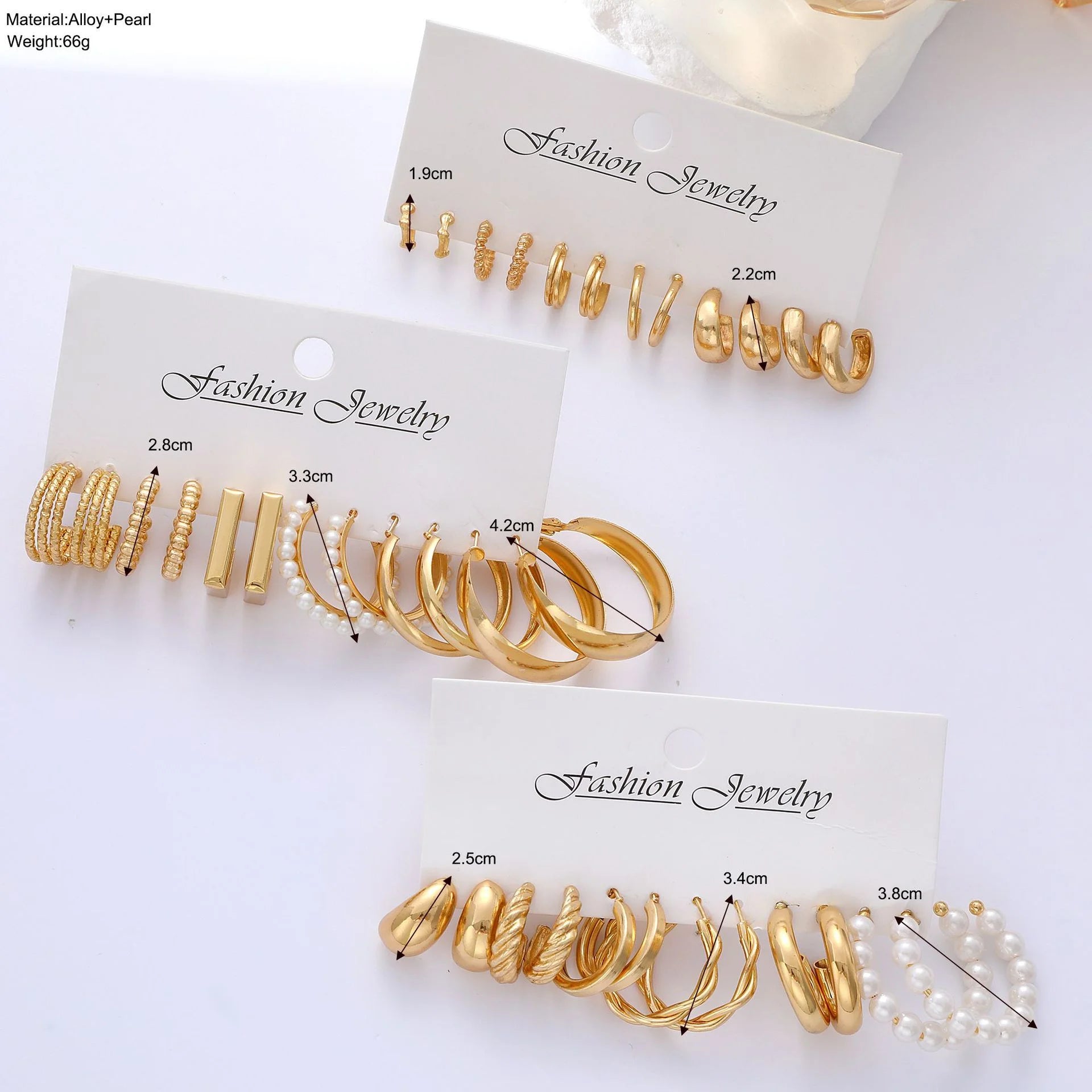 AY Geometric Hoop Earrings Set — Vintage Bohemian Pearl Drop Jewelry