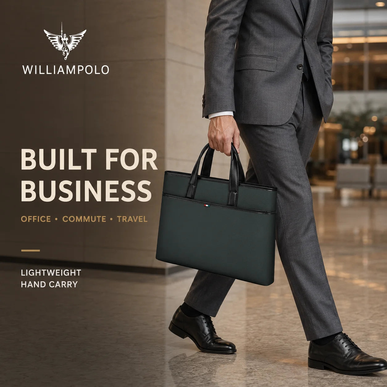 WilliamPAUL Men's Leather Business Briefcase — Professional Laptop Bag for Office and Travel