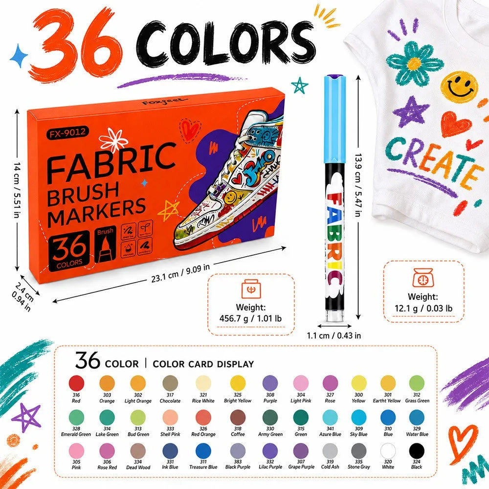 Permanent Fabric Marker Pens — Vibrant Liquid Ink Textile Art Set