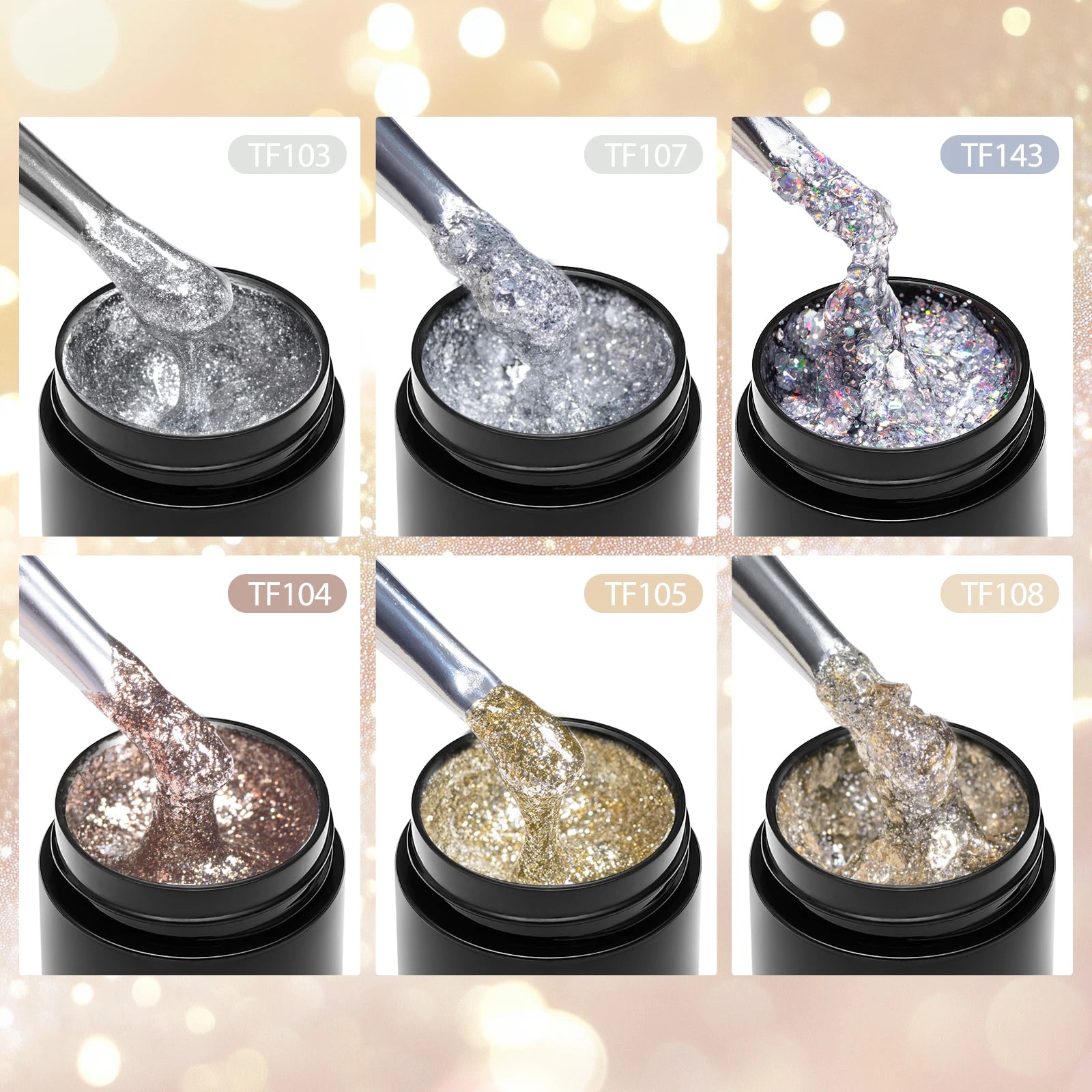 MEET ACROSS Glitter Nail Gel Polish Set — Sparkly DIY Manicure Kit