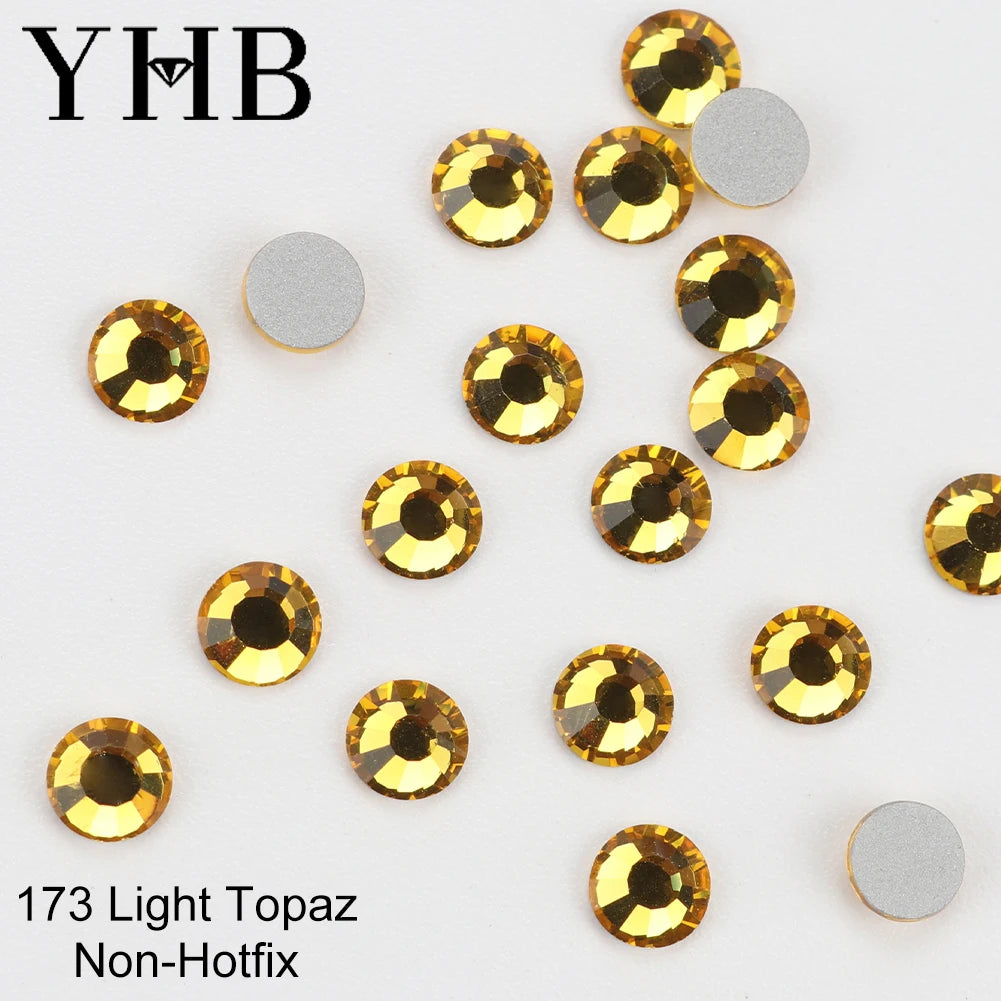 YHB Crystal Flat Back Rhinestones — Glitter Gemstones for Nails and Fabric