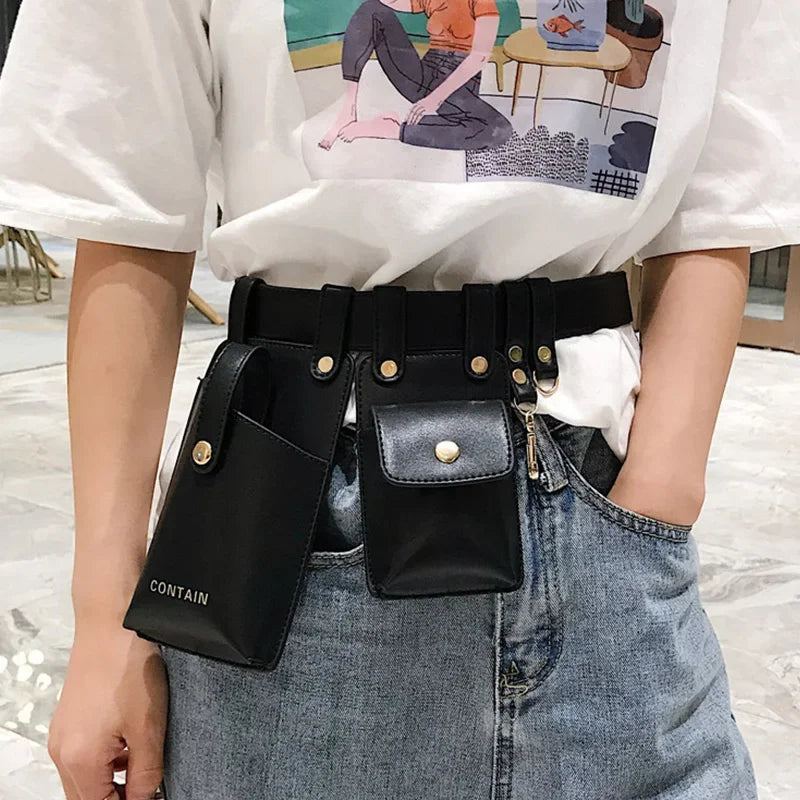 LXHYSJ Women's Leather Fanny Pack — Stylish Multi-Pocket Waist Bag