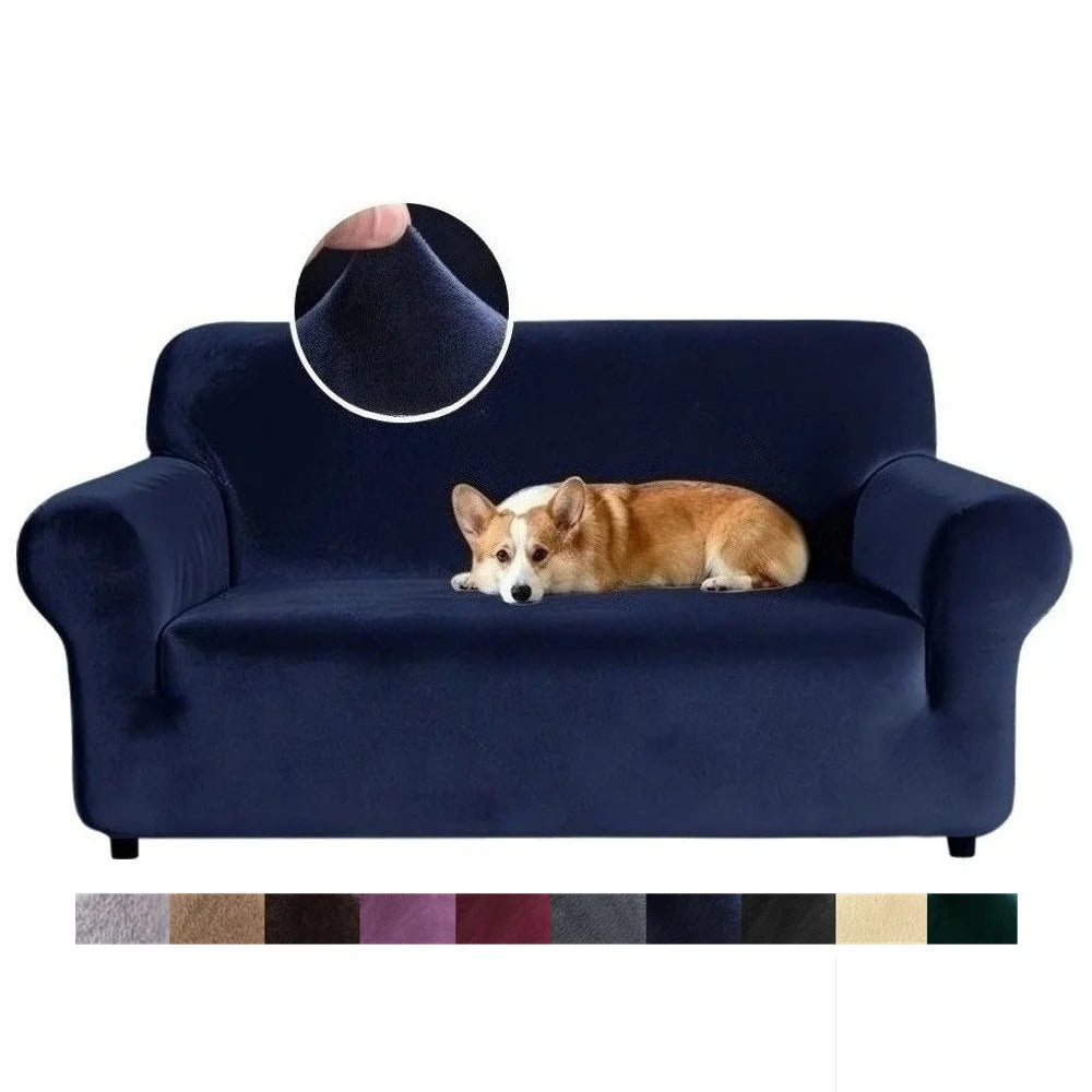 Velvet Stretch Sofa Cover — Plush Elastic Slipcover for Living Room