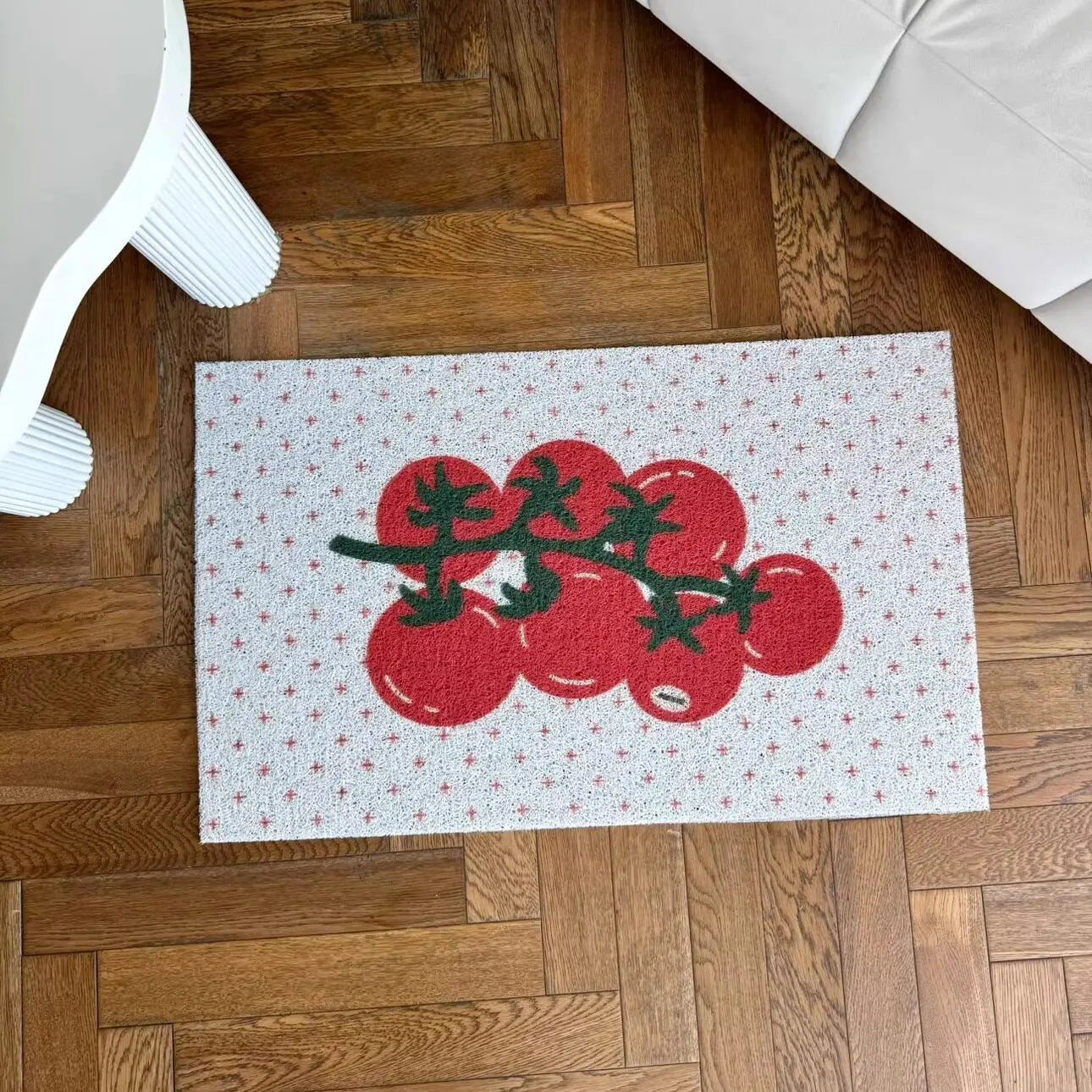 Cherry Fruit Polka Dot Welcome Mat — Anti-Slip PVC Coil Doormat