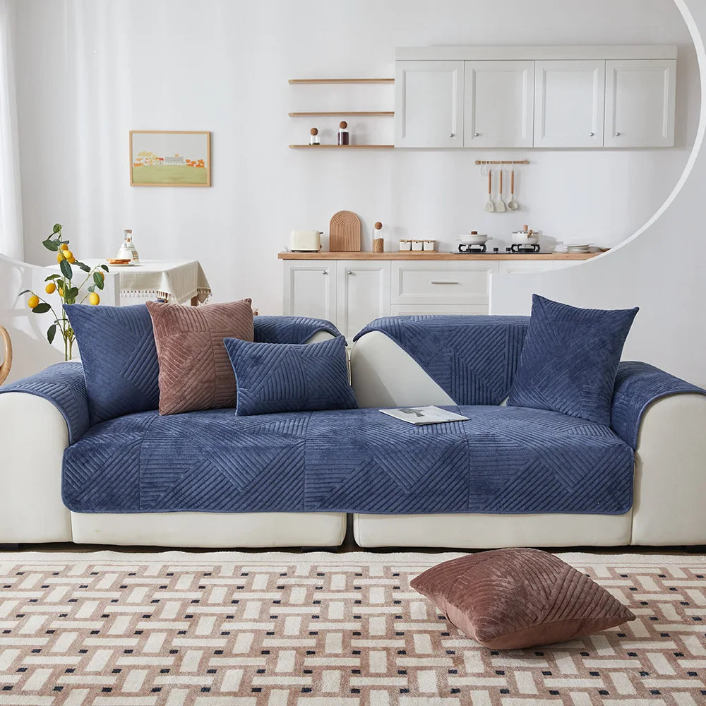 Crystal Velvet Sofa Cover — Non-Slip Furniture Protector for Pets and Kids