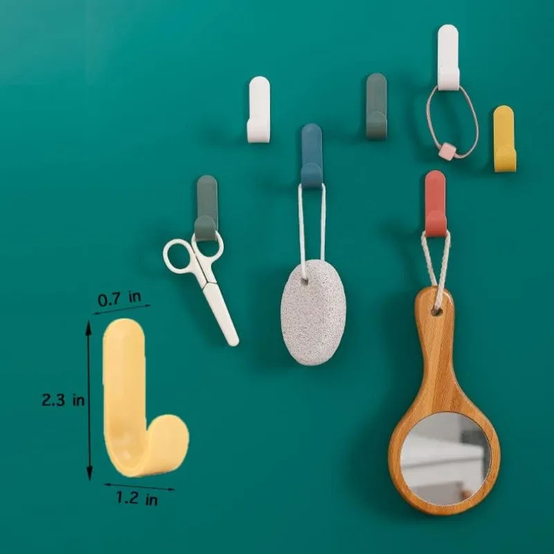 Self-Adhesive Utility Wall Hooks — Multi-Purpose Decorative Key Holder, 6 Pack