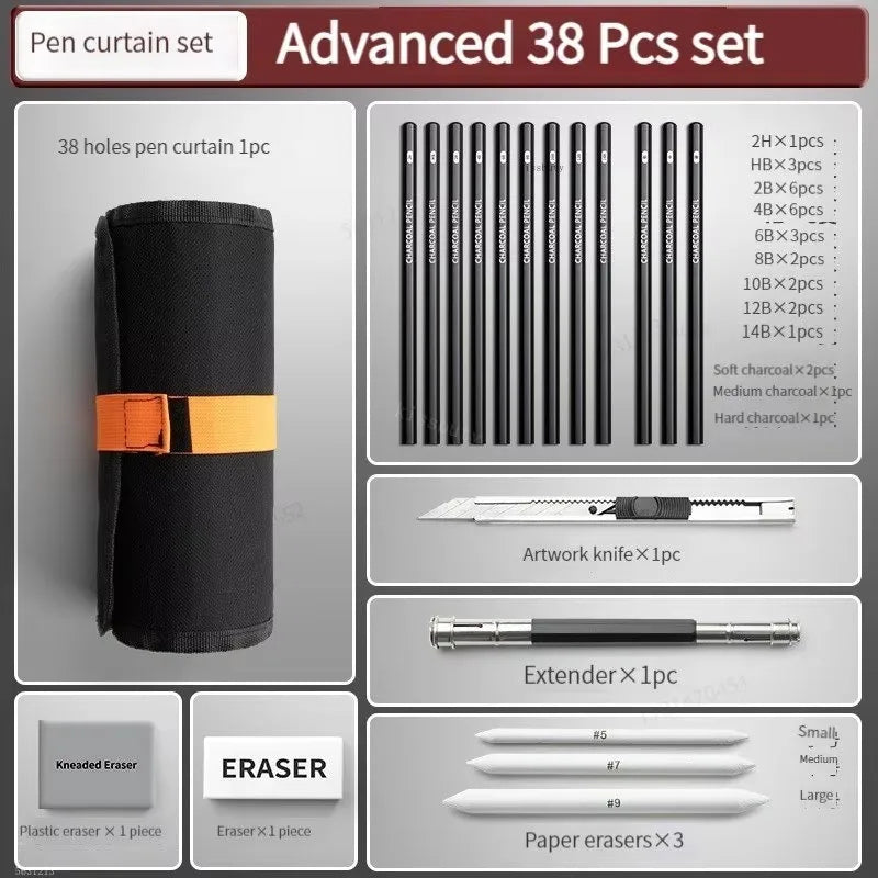 Professional Sketching Pencil Set — Complete Art Supplies for Students