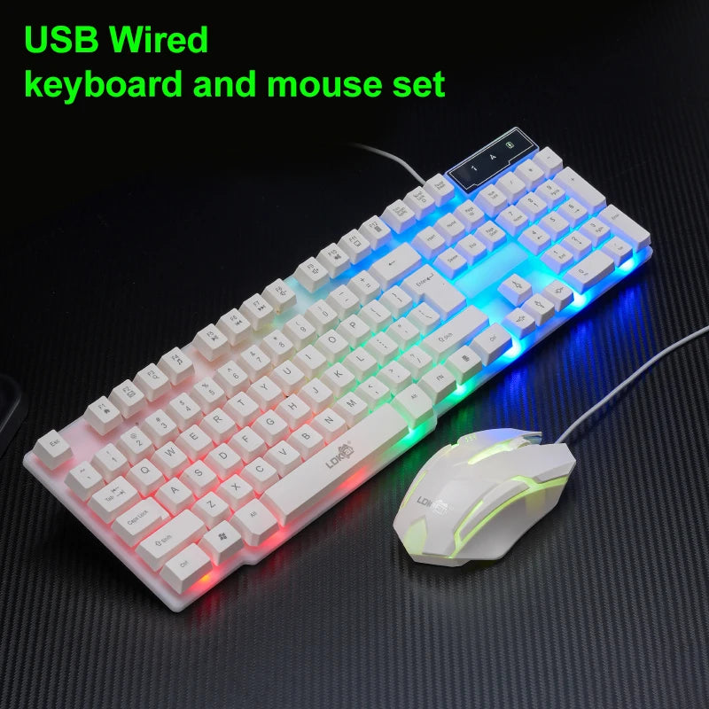 APAYADO Wired Keyboard and Mouse Combo — Colorful LED Backlit Gaming Set