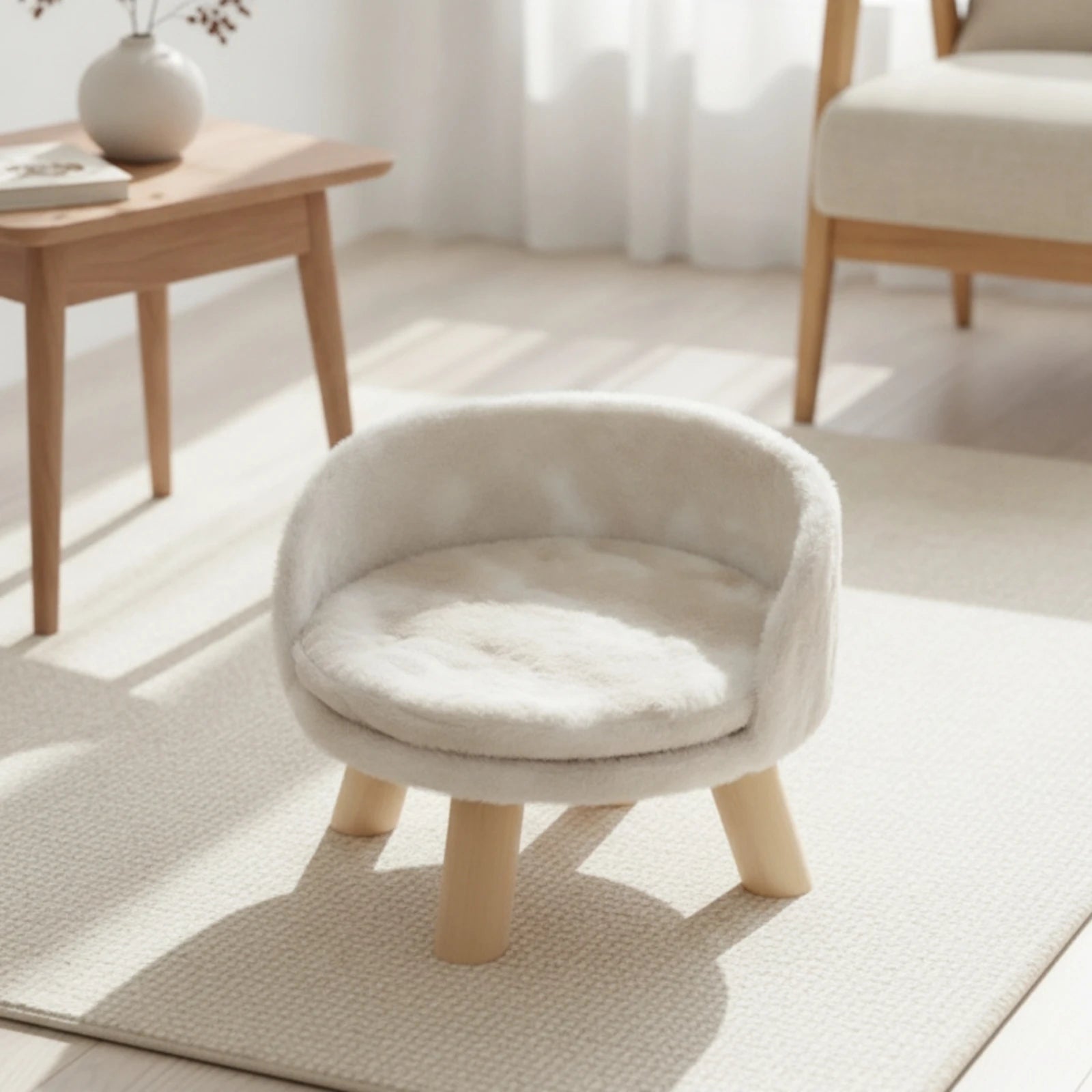 Elevated Cat Sofa Bed — Cozy Cushioned Pet Couch with Wooden Legs