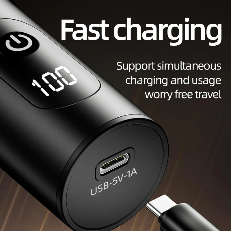 Men's Electric Rotary Shaver — Portable Design with LED Power Display