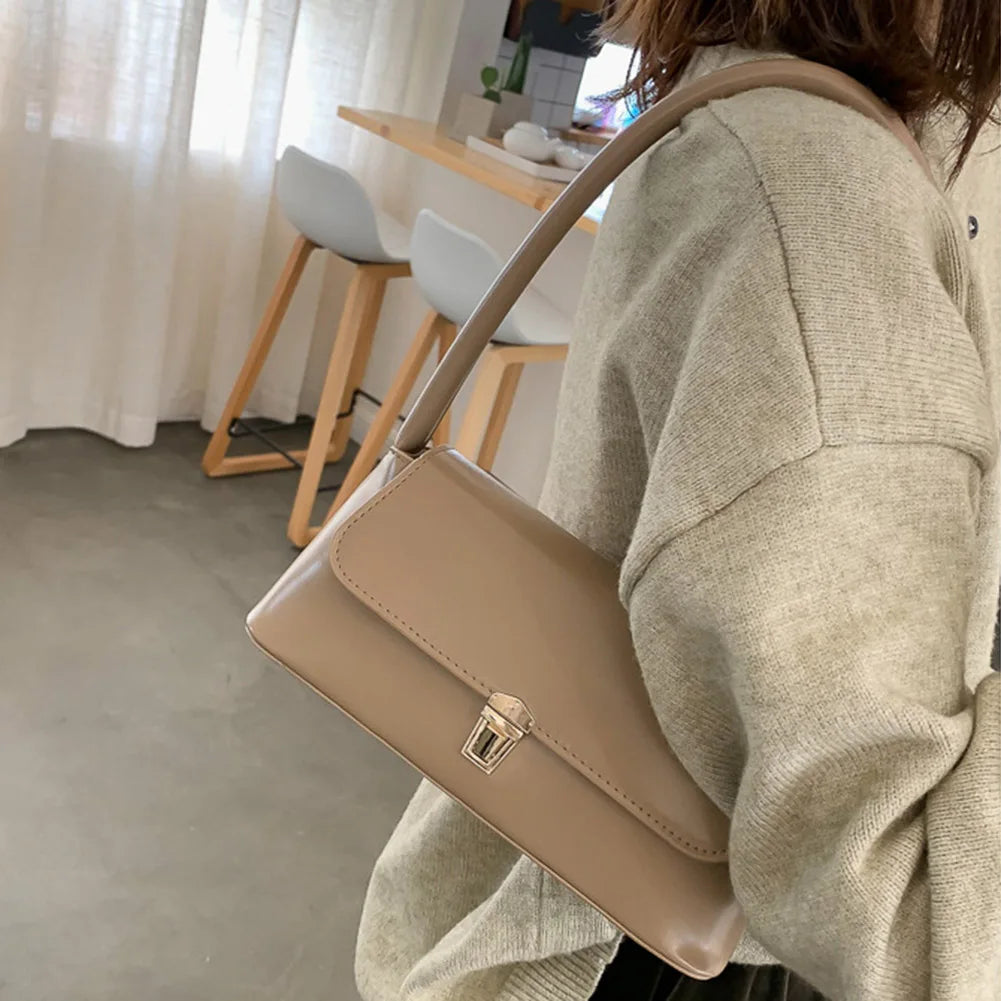 Women's Vintage PU Leather Shoulder Bag — Trendy Underarm Handbag