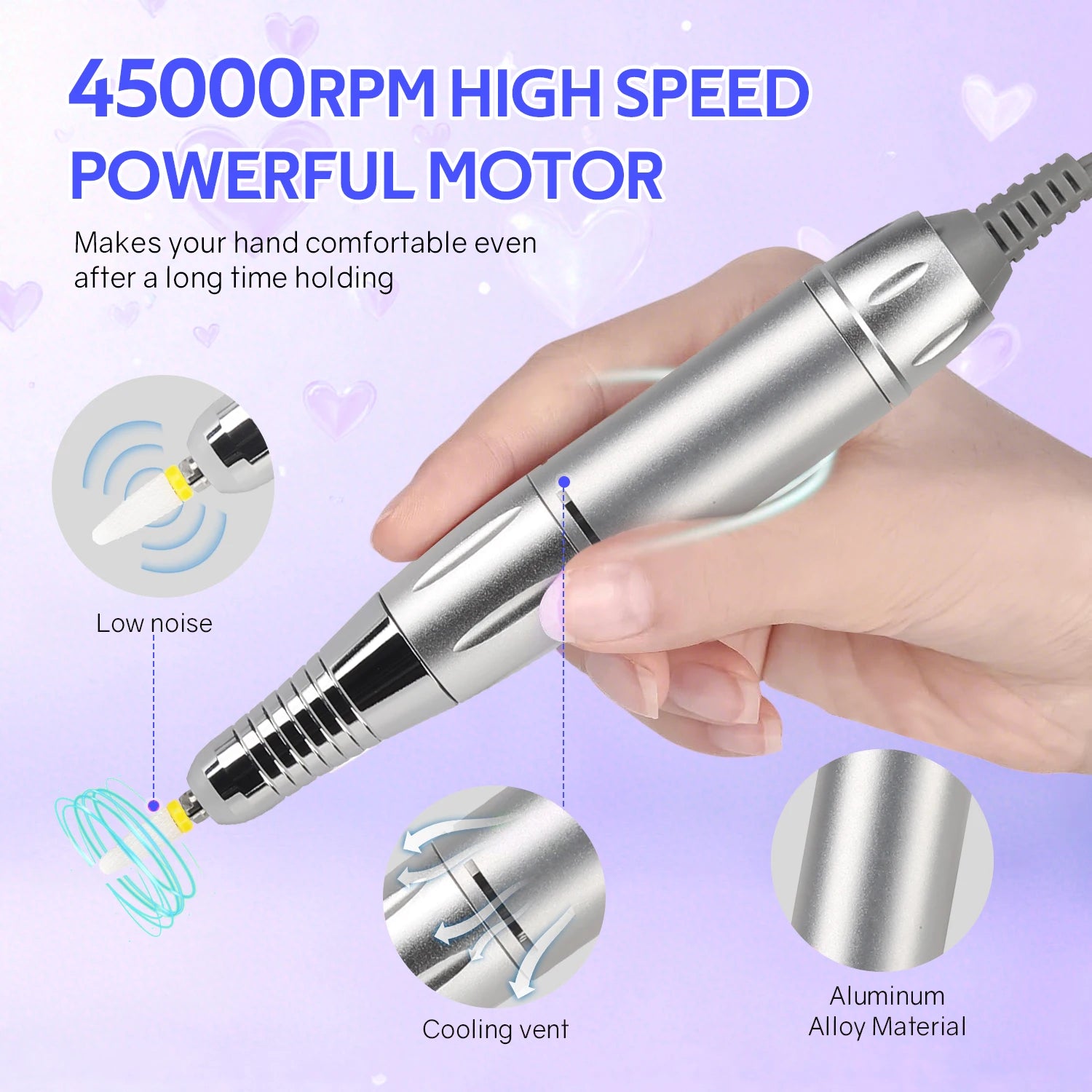 Professional Electric Nail Drill Machine — High Speed 45000RPM Manicure Tool