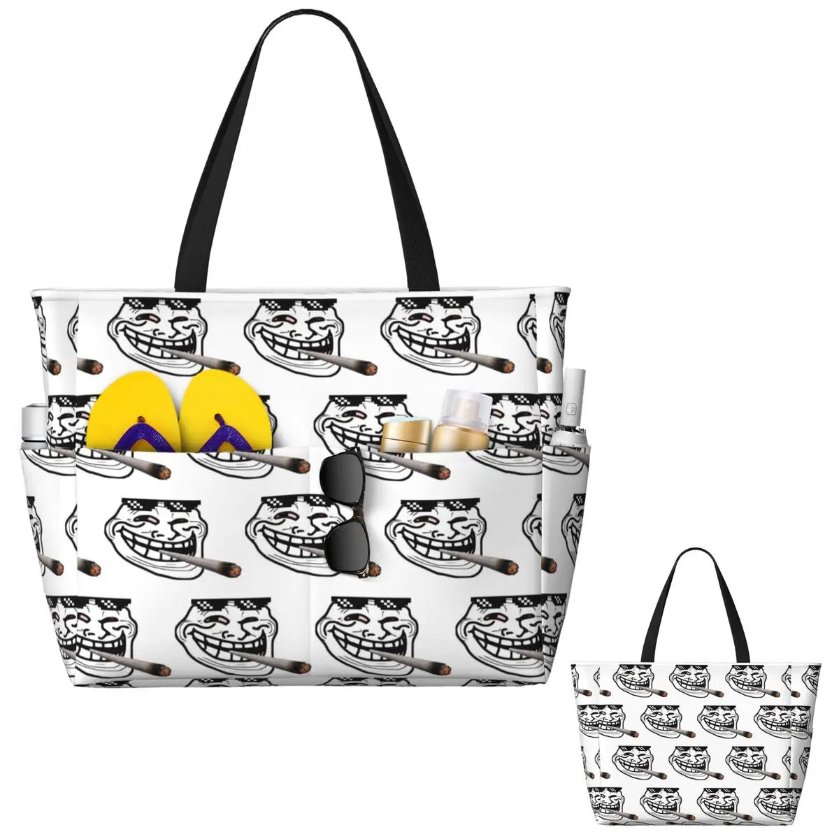 Funny Meme Graphic Tote Bag — Large Multi-Purpose Travel & Gym Bag