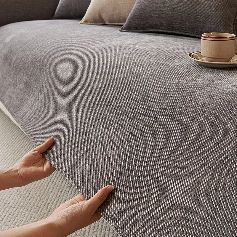 Chenille Sofa Cushion Cover — Non-Slip Jacquard Knit Protector