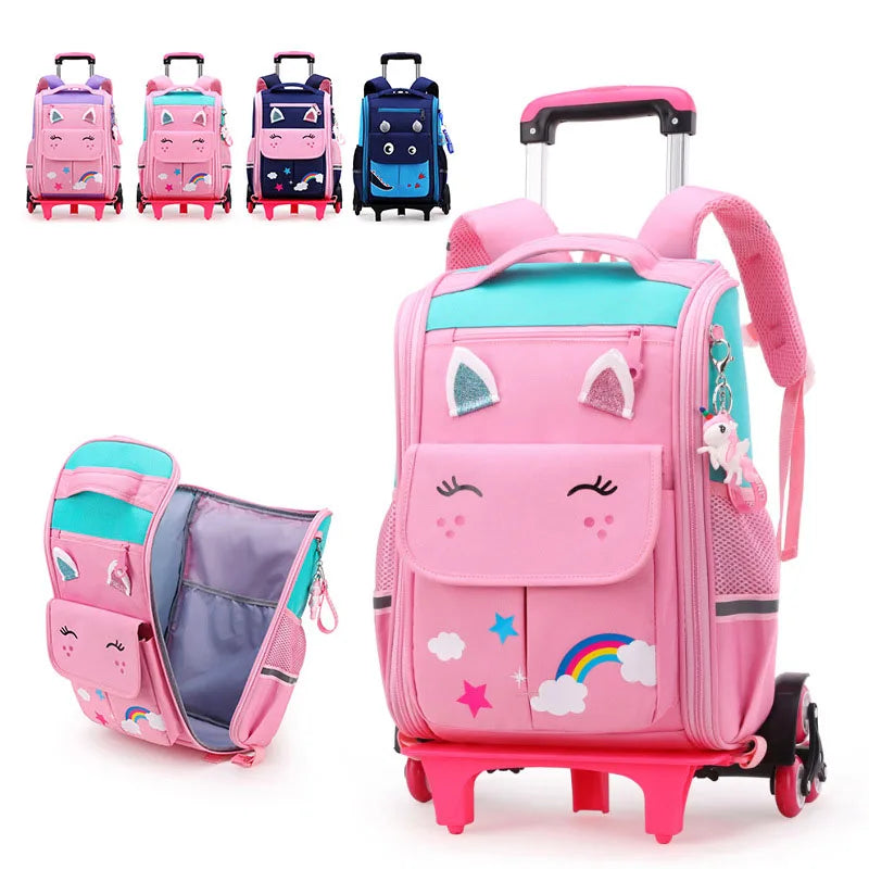 Children's Rolling School Backpack — High Capacity Wheeled Trolley Bag