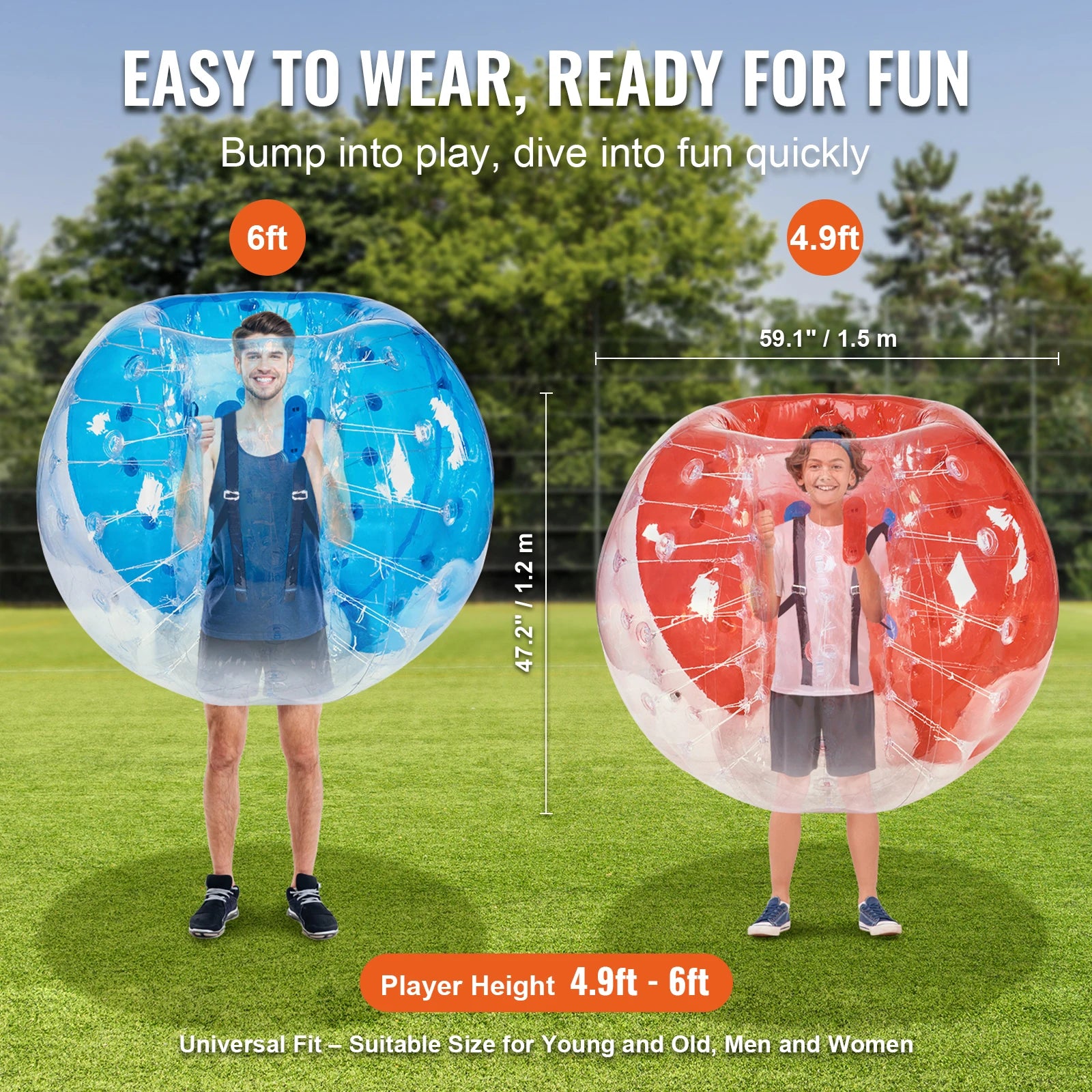SucceBuy 2-Pack Inflatable Bumper Balls — Durable Bubble Soccer Set