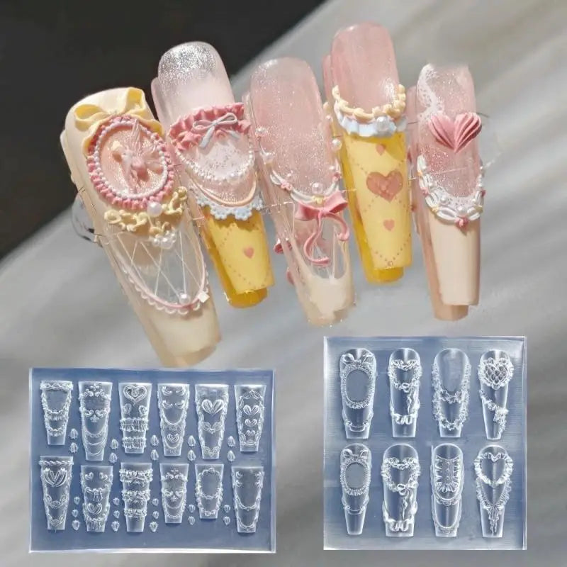 KittenBaby Lace Bowknot Nail Art Stencil — Silicone Manicure Design Tool