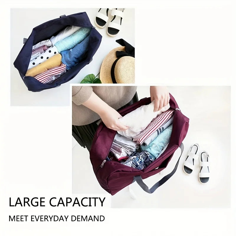 Foldable Travel Duffel Bag — Lightweight 25L Weekender with Trolley Sleeve