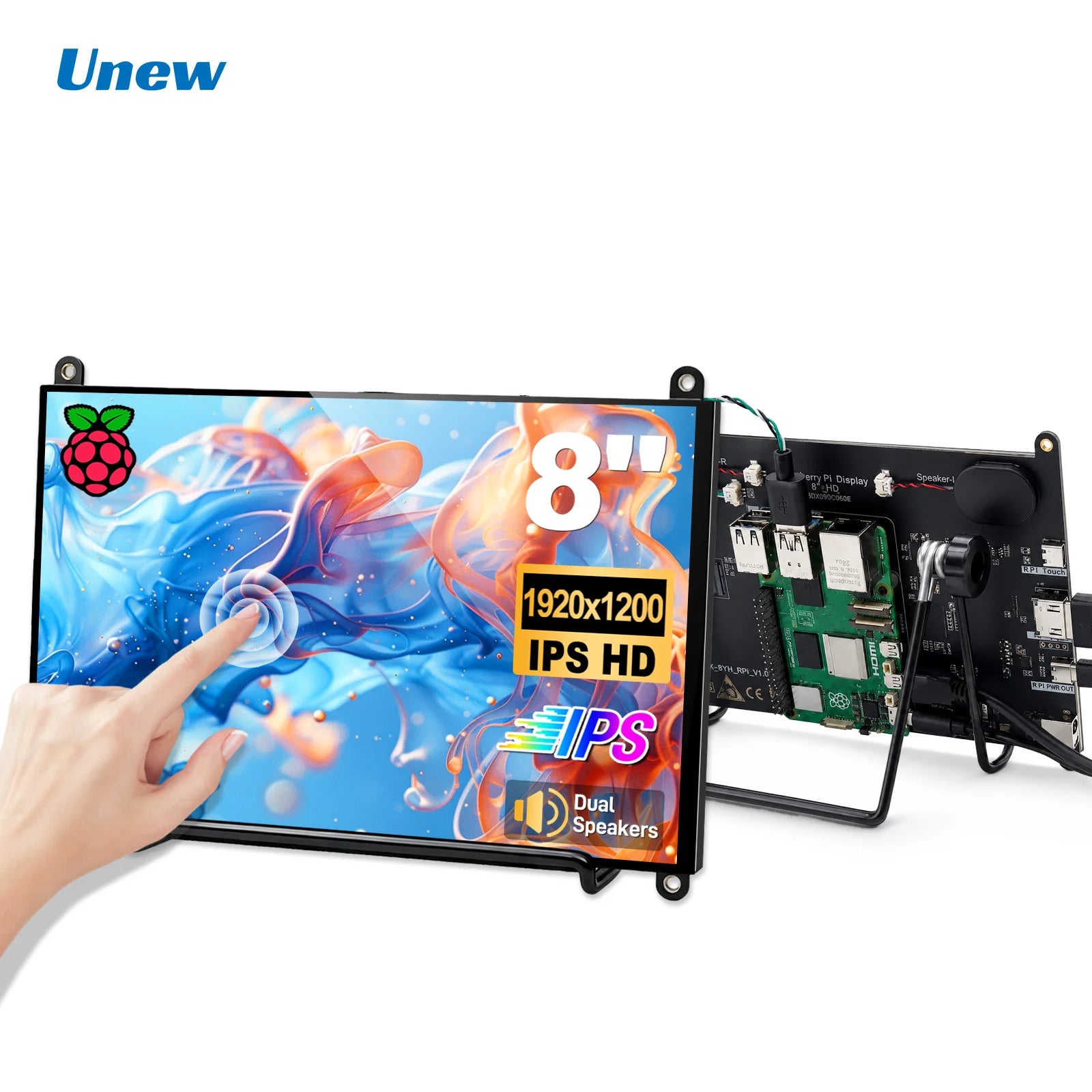 UNEW 8 Inch Portable Touchscreen Monitor — 1920x1200 IPS Display for Computing