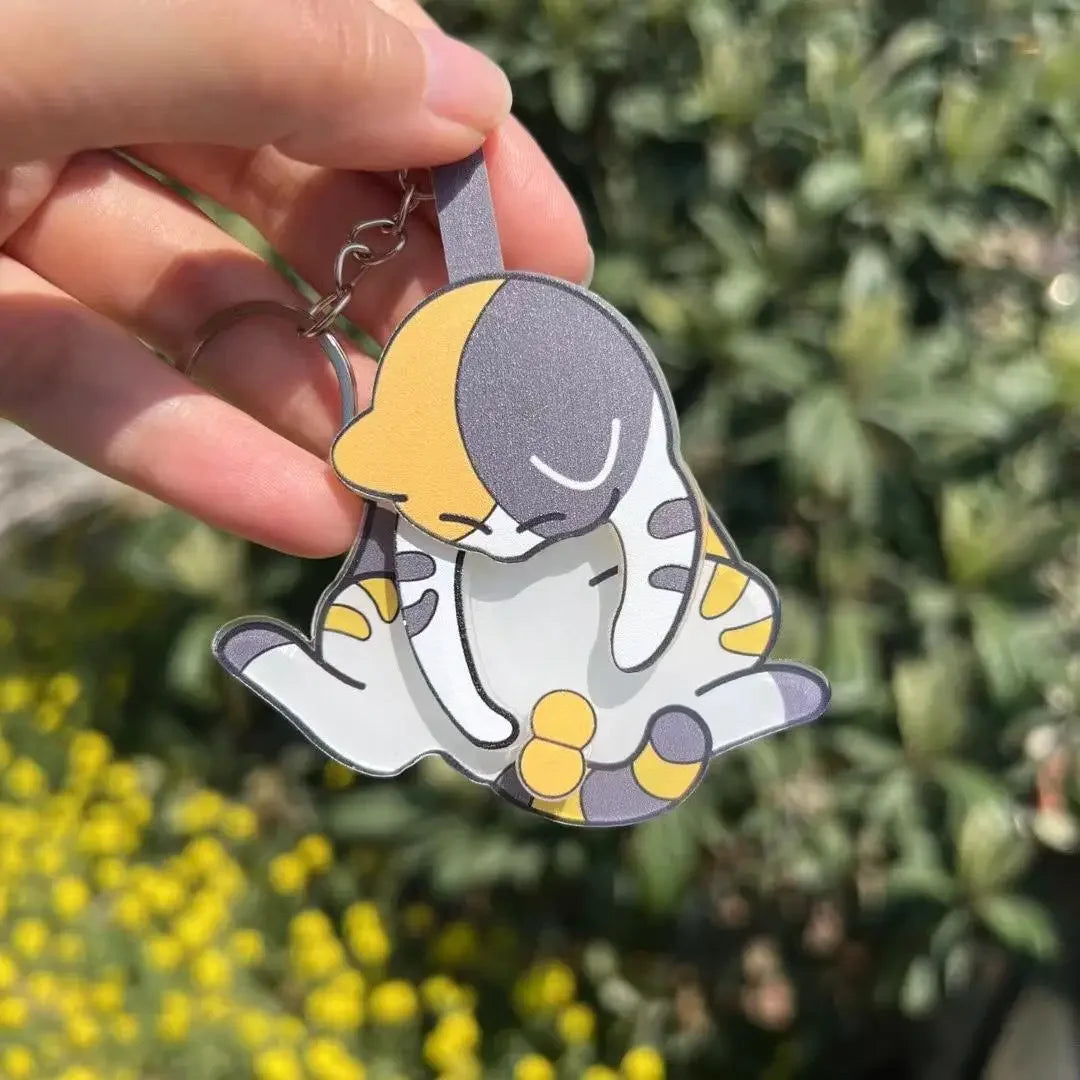 Rotatable Egg Cat Keychain — Playful Acrylic Bag Pendant & Gift