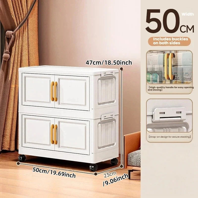 Foldable Double-Door Storage Cabinet — Space-Saving Floor Standing Organizer