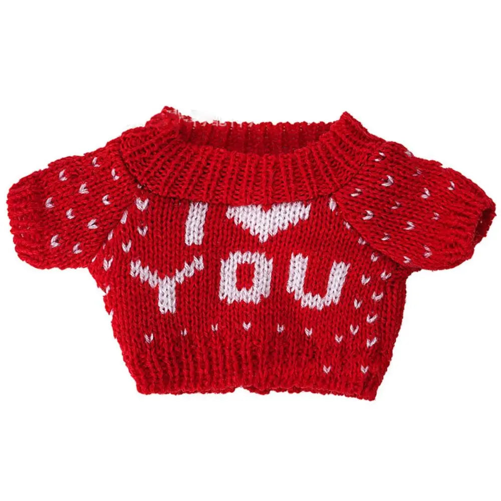 Knitted Doll Sweater — Warm Santa Claus Style Outfit for 20cm Plush Toys