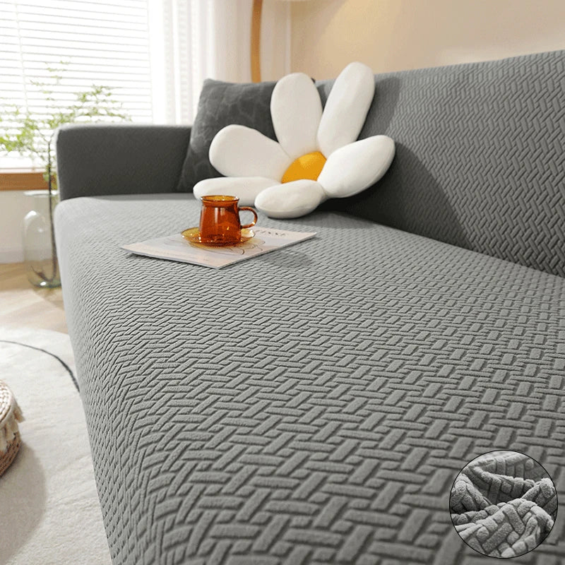 Jacquard Elastic Sofa Cover — Stretch Polar Fleece Slipcover Protector
