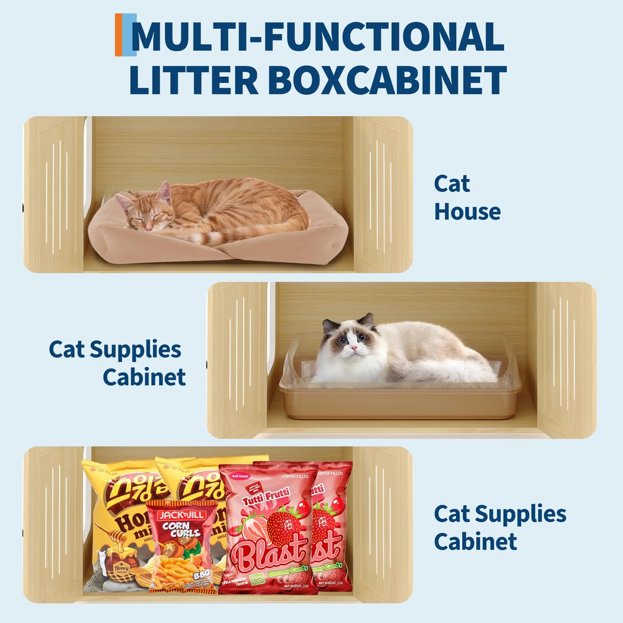 HOSSLLY Multi-Level Cat Tree — Hidden Litter Box & Sisal Scratching Posts