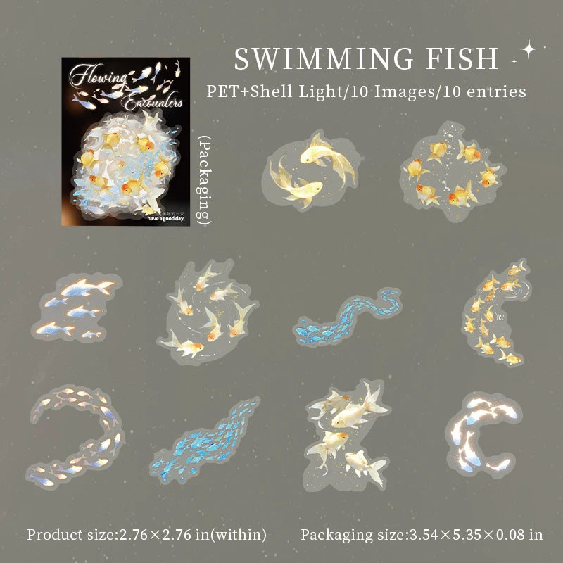 Fish and Butterfly Music Note Stickers — 10 Sheet Set for Scrapbooking