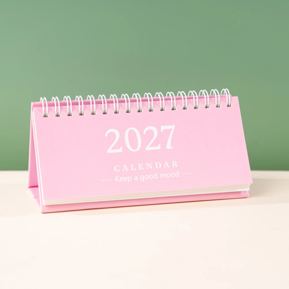 Mini Desktop Calendar — 18-Month Planner and Notepad, Compact Standing Design